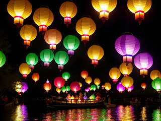 Enchanted Skylights: Whimsical Lantern Festival in the Magical Realm, Generative AI