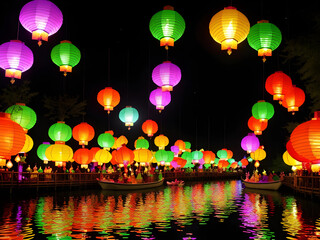 Enchanted Skylights: Whimsical Lantern Festival in the Magical Realm, Generative AI
