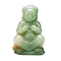 Carved Jade Figurine. Isolated on a Transparent Background. Cutout PNG.