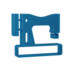 Blue Sewing machine icon isolated on transparent background.
