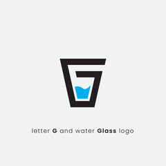G letter and Glass of water logo design icon simple and minimal