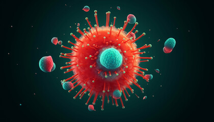 Fototapeta premium 3d icon viral cell bacterium