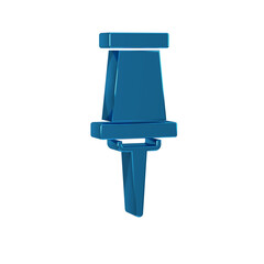 Blue Push pin icon isolated on transparent background. Thumbtacks sign.