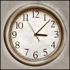 Fototapeta na wymiar A vintage wall clock design in sepia