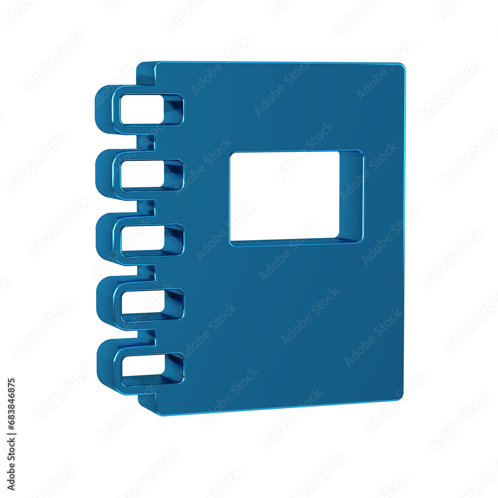 Poster blue notebook icon isolated on transparent background. spiral notepad icon. school notebook. writing