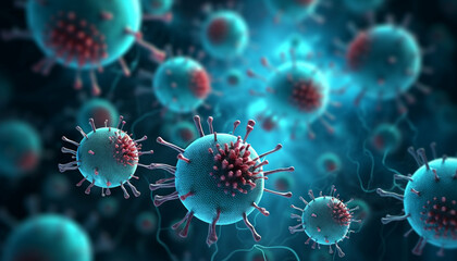 3d icon viral cell bacterium - obrazy, fototapety, plakaty
