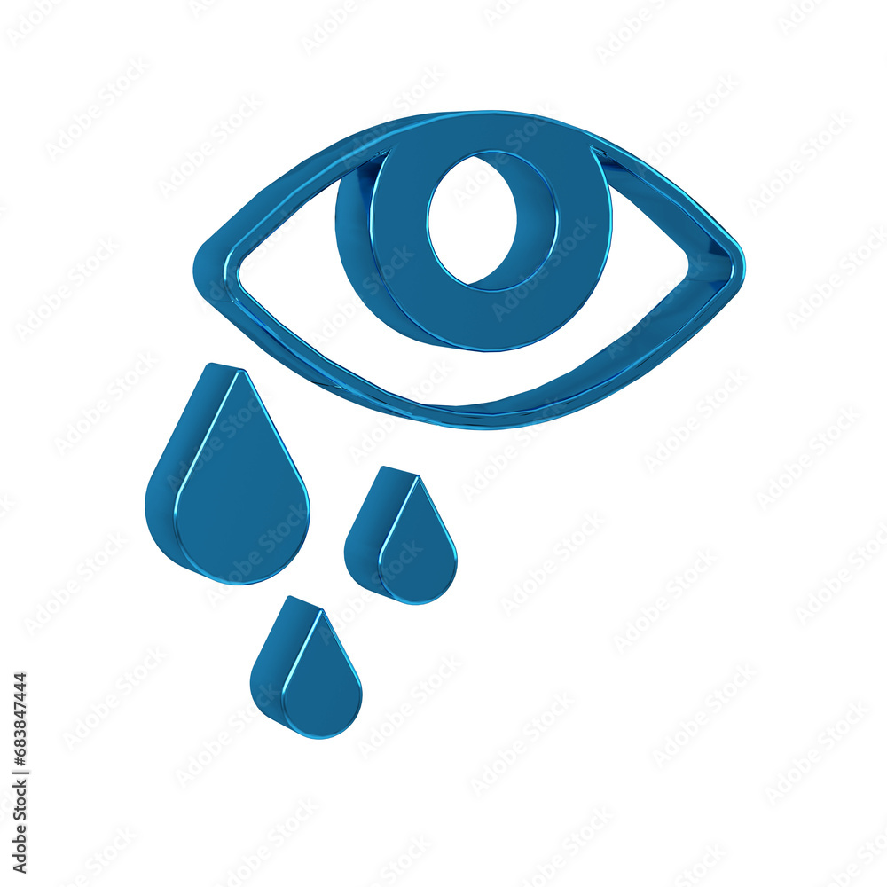 Wall mural blue tear cry eye icon isolated on transparent background.