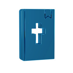 Fototapeta premium Blue Holy bible book icon isolated on transparent background.