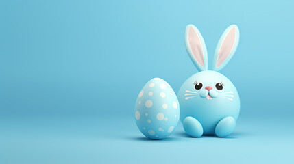 Naklejka na ściany i meble Easter Background with Bunny and Easter Eggs in Horizon Blue