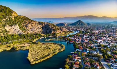 Deurstickers Aerial view of Dalyan in Mugla Province, Turkey © monticellllo