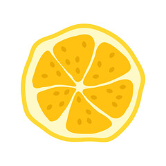 round slice of lemon with slices. cut yellow lemon. citrus sun doodle illustration