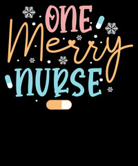 One Merry Nurse Retro Christmas T shirt Design
