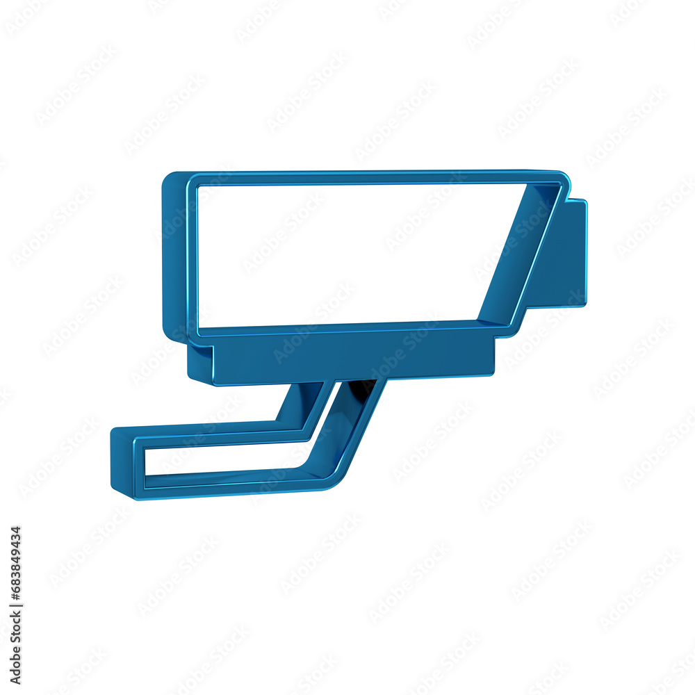 Sticker blue security camera icon isolated on transparent background.