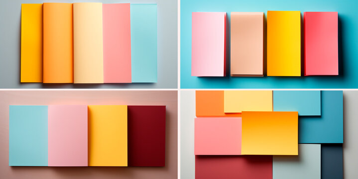 Thick paper used in pastel blue, pink and yellow. Four random shapes created from thick paper. The figures are placed on a solid white background for contrast.