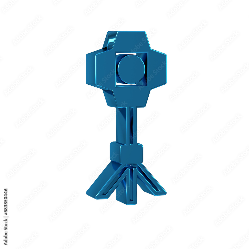 Poster blue studio light bulb in softbox icon isolated on transparent background. shadow reflection design.