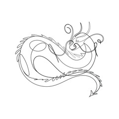 Dragon linear simple illustration. Year of the Dragon