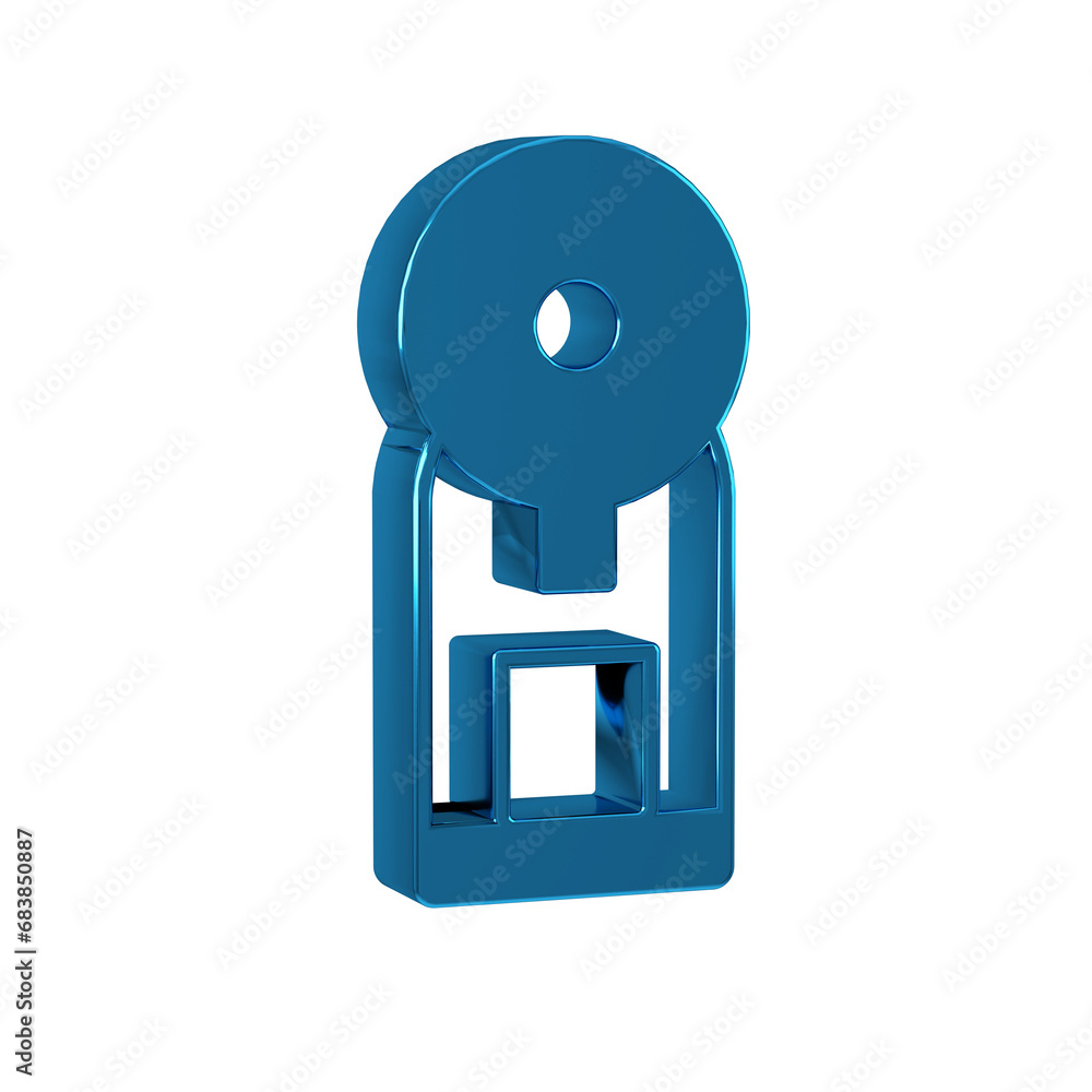 Poster blue smart coffee machine system icon isolated on transparent background. internet of things concept