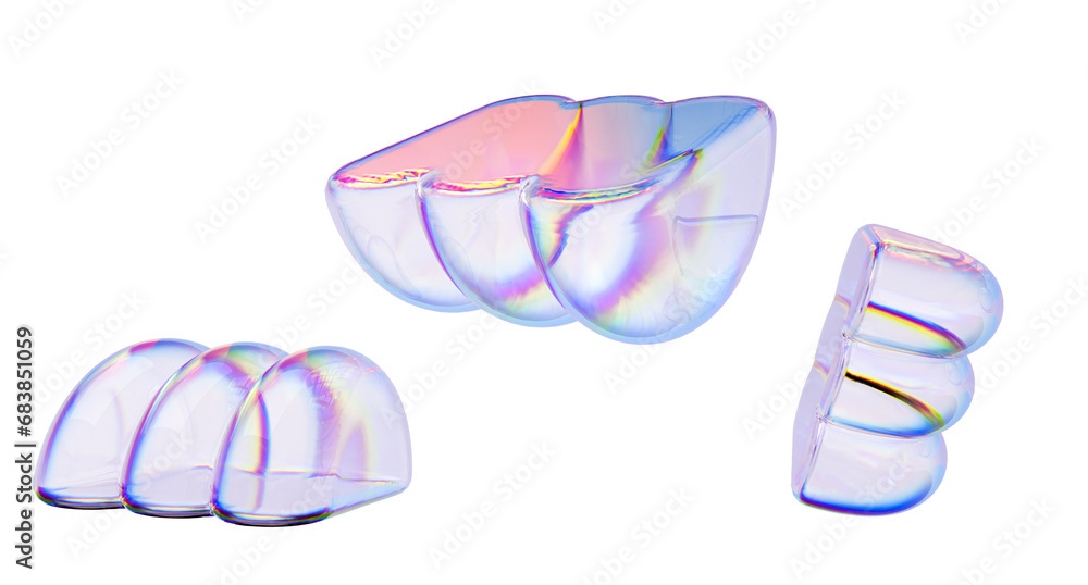 Canvas Prints colorful iridescent glass material abstract 3d rendering isolated shapes
