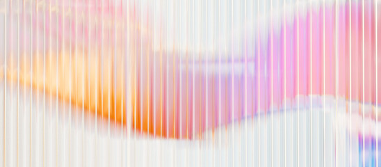 Fluted glass effect with colored gradient, textured colorful transparent plastic panel, 3d rendering modern abstract background - obrazy, fototapety, plakaty