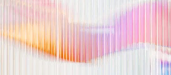 Fotobehang Fluted glass effect with colored gradient, textured colorful transparent plastic panel, 3d rendering modern abstract background © vpanteon