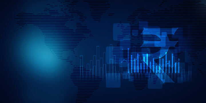 2d rendering Stock market online business concept. business Graph with indian rupee sign