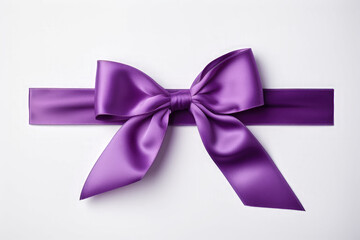 Bright purple colored ribbon on white background. 