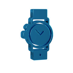 Blue Wrist watch icon isolated on transparent background. Wristwatch icon.