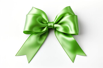 Bright light green colored ribbon on white background. 