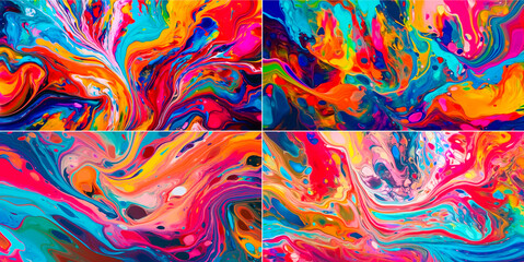 Experience the true joy of creative freedom as colorful swirls of paint dance across this canvas! Let your imagination run wild: acrylic paint and ink create an exciting and energetic visual feast.