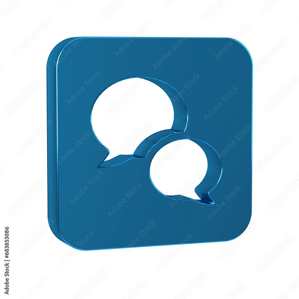 Poster blue speech bubble chat icon isolated on transparent background. message icon. communication or comm
