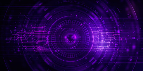 2d illustration Abstract futuristic electronic circuit technology background