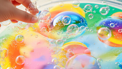 Add a few drops of food coloring to your bubble solution and blow bubbles onto paper. Watch as the bubbles burst, leaving behind beautiful, colorful patterns