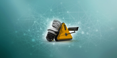 3d rendering fluorescent cfl lamp under CCTV camera lock