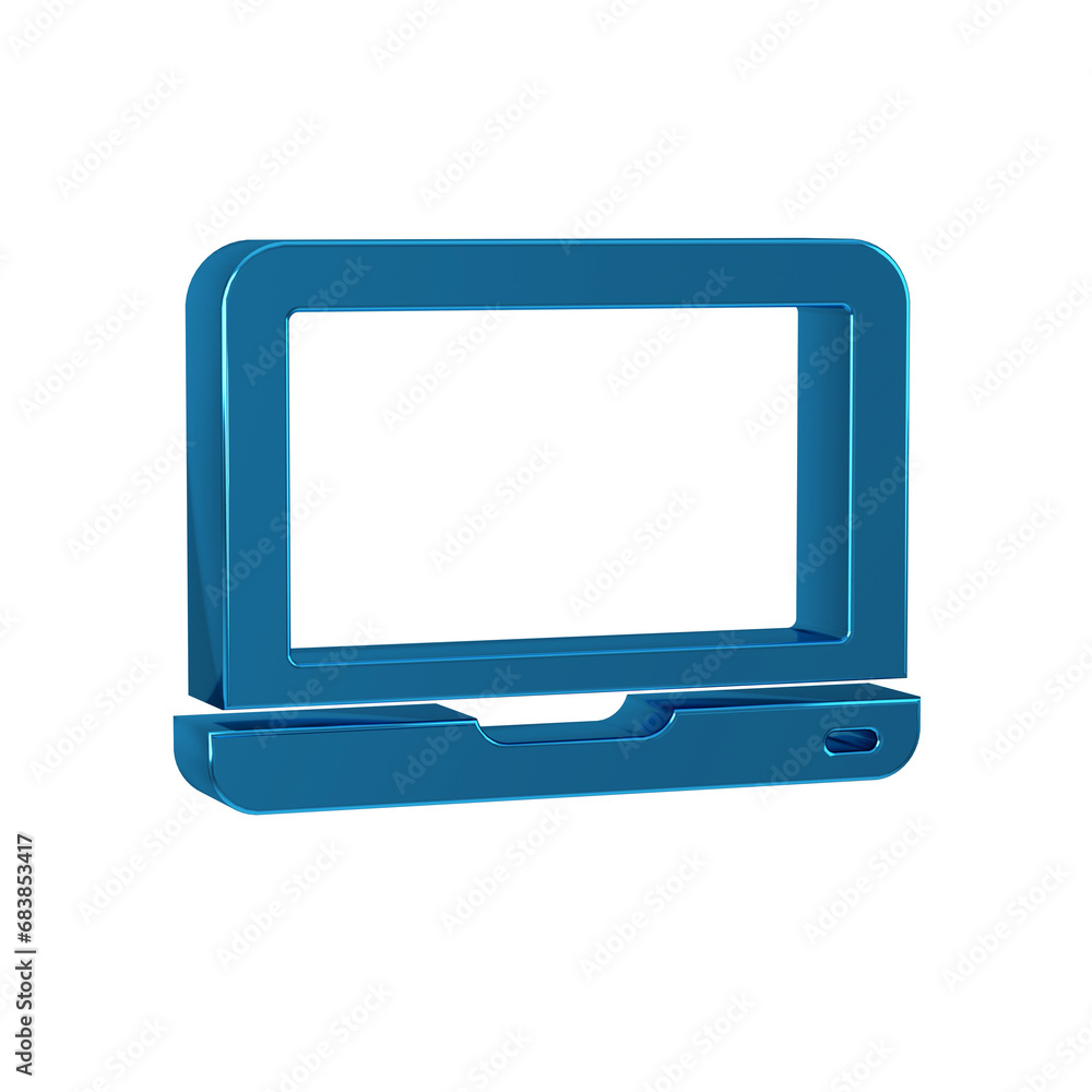 Poster blue laptop icon isolated on transparent background. computer notebook with empty screen sign.