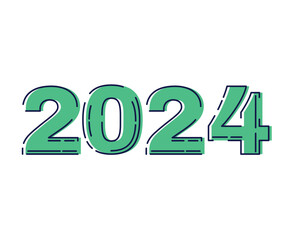 Happy New Year 2024 Abstract Green And Blue Graphic Design Vector Logo Symbol Illustration
