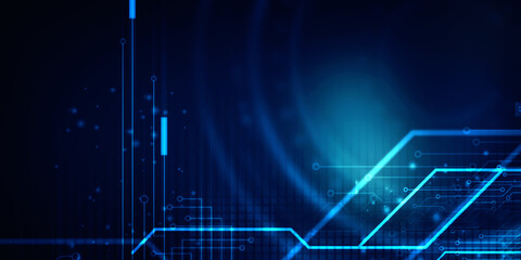 2d illustration Abstract futuristic electronic circuit technology background