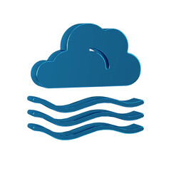 Blue Windy weather icon isolated on transparent background. Cloud and wind.