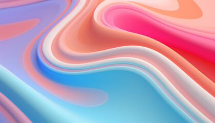 Abstract liquid circles on a background of pastel color with spacing. 3D design of a rainbow-colored spherical. Template for a trendy gradient in a minimal style. 3D