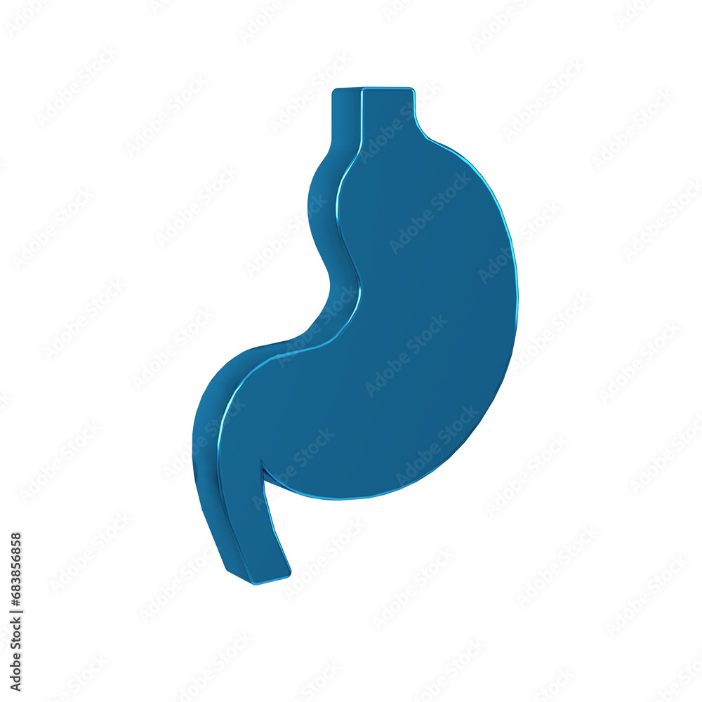 Sticker blue human stomach icon isolated on transparent background.