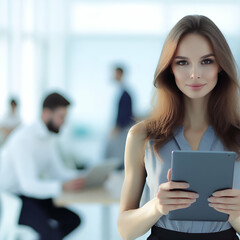 Fototapeta premium businesswoman using tablet computer