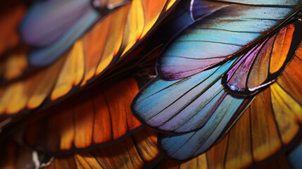 A captivating close-up reveals the vivid intricacies of butterfly wings, ideal for outdoor admirers or imaginative design projects.