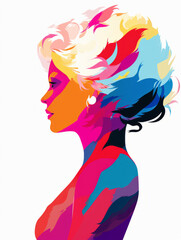 An expressive and colourful silhouette of a woman's profile with artistic flair.