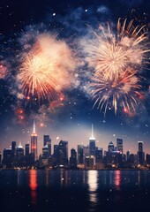 Fototapeta na wymiar A huge fireworks display over a big city. New Year celebrations. Generative AI.