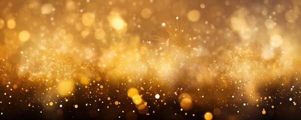 Obraz na płótnie Canvas Glittering gold background for celebration. Confetti and fireworks on the background. Generative AI.