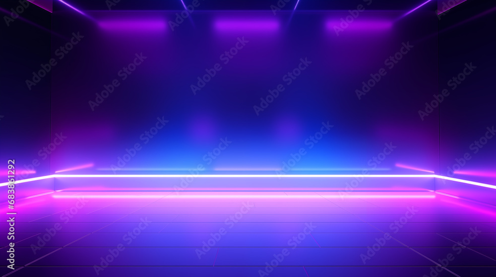 Poster empty dark abstract background. background of empty show scene. glow of sci-fi neon lights and neon 