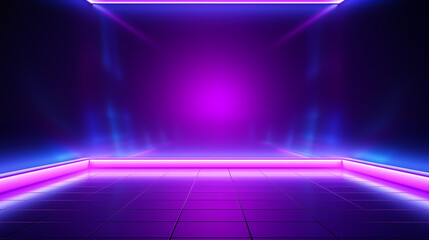 Ultraviolet abstract light. Diode tape, light line. Violet and pink gradient. Modern background, neon light. Empty stage, spotlights, neon. Abstract light.