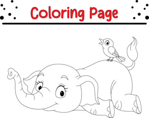 Cute Elephant coloring page for kids