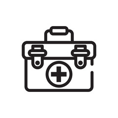 First aid kit icon. Medical care bag symbol vector illustration
