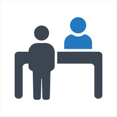 Customer service desk icon. Registration desk icon