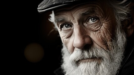 An elderly man with a white beard and a cap, exuding wisdom and experience.